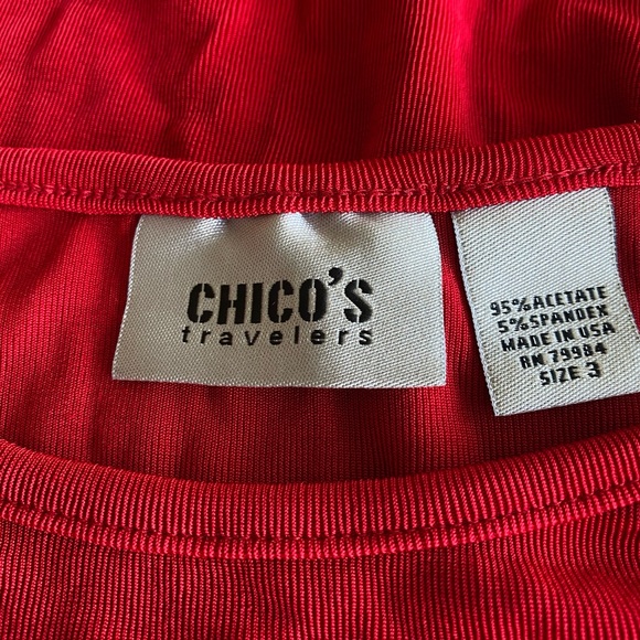 Chico’s Travelers Red Short Sleeve Tee Top, 3/16/XL - Picture 2 of 4